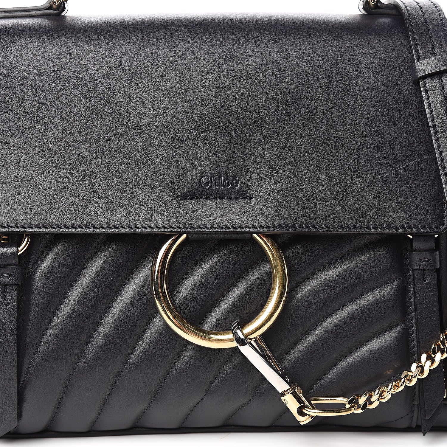 Chloe Smooth Calfskin Quilted Small Faye Day Shoulder Bag Full Blue 12 of 12