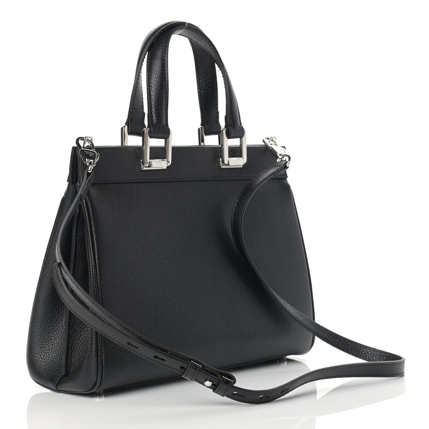 Grainy Calfskin Small Zumi Top Handle Bag Black