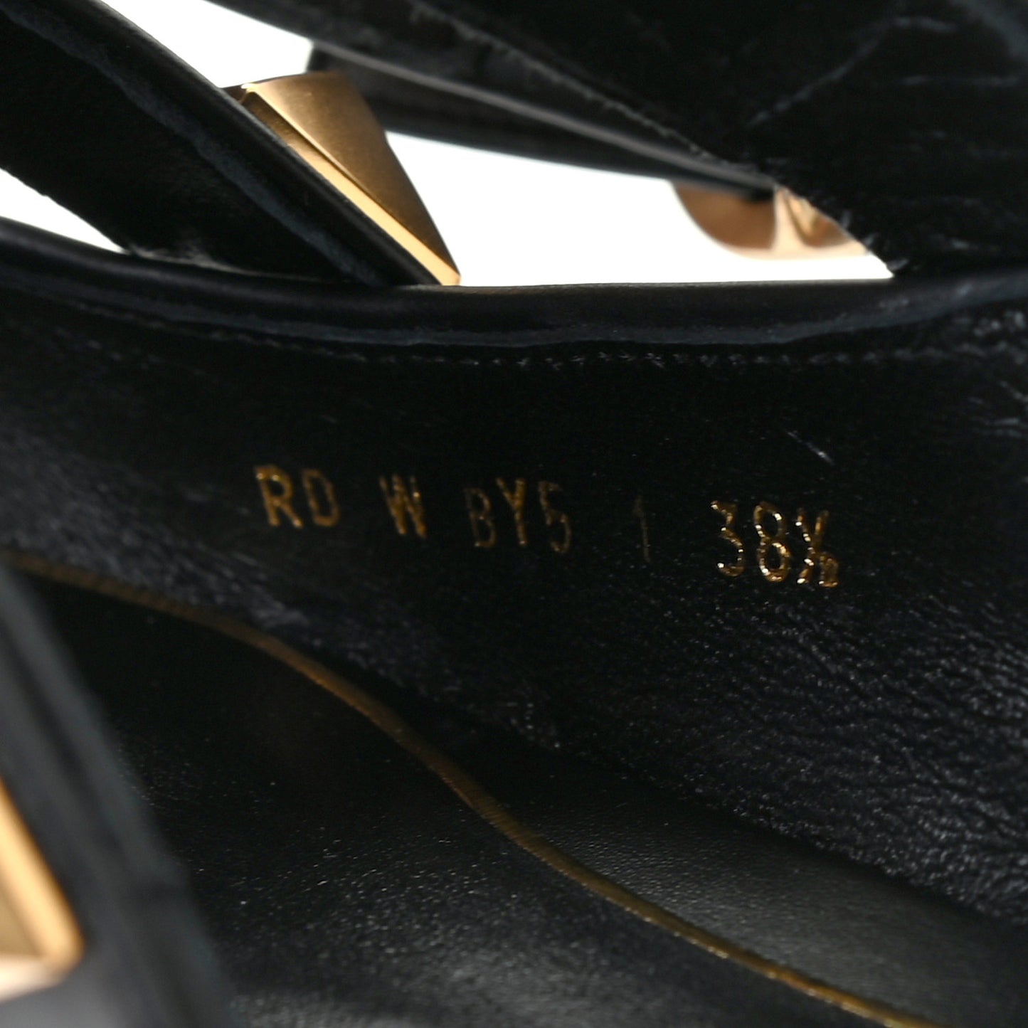 Calfskin Roman Stud Ankle Strap Flat Mules 38.5 Black