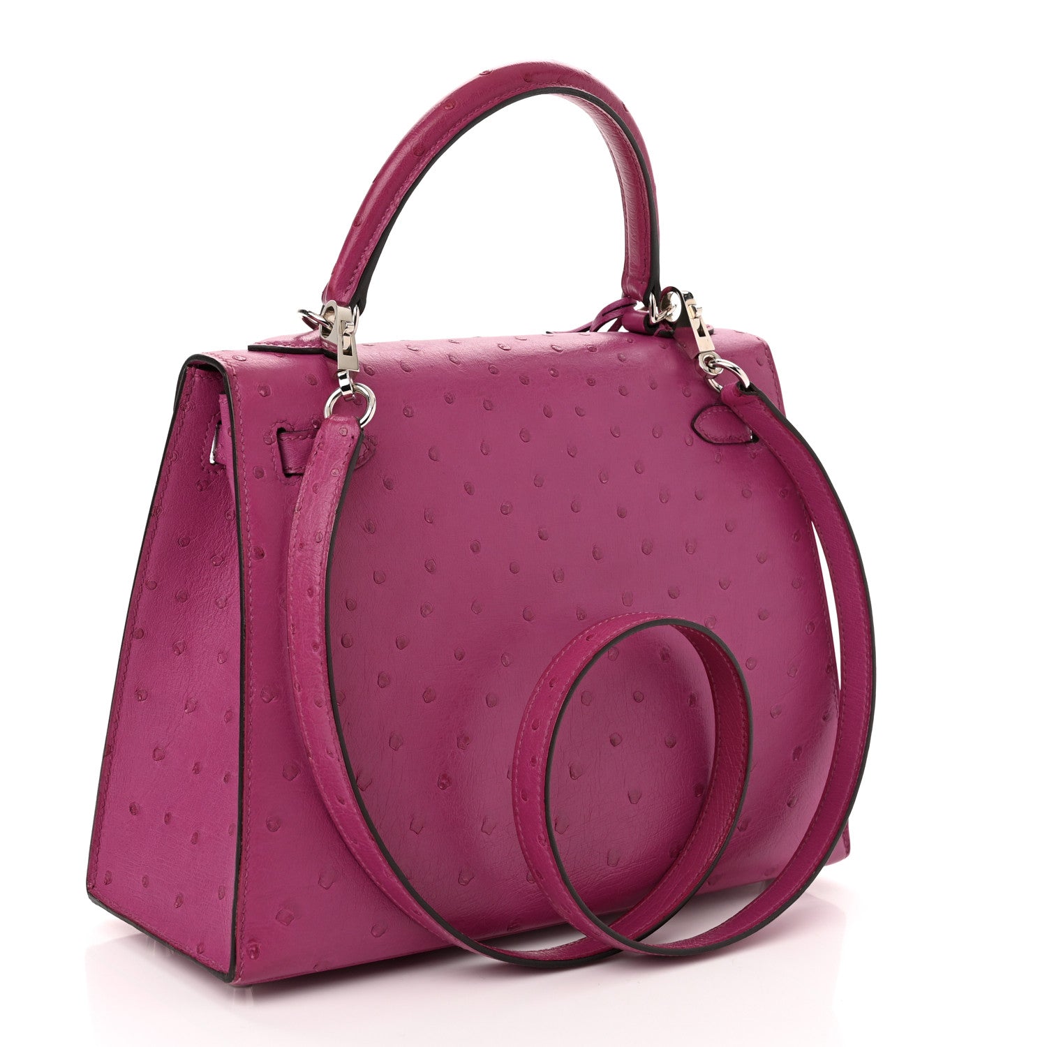 Hermes Ostrich Kelly Sellier 25 Rose Pourpre 2 of 12