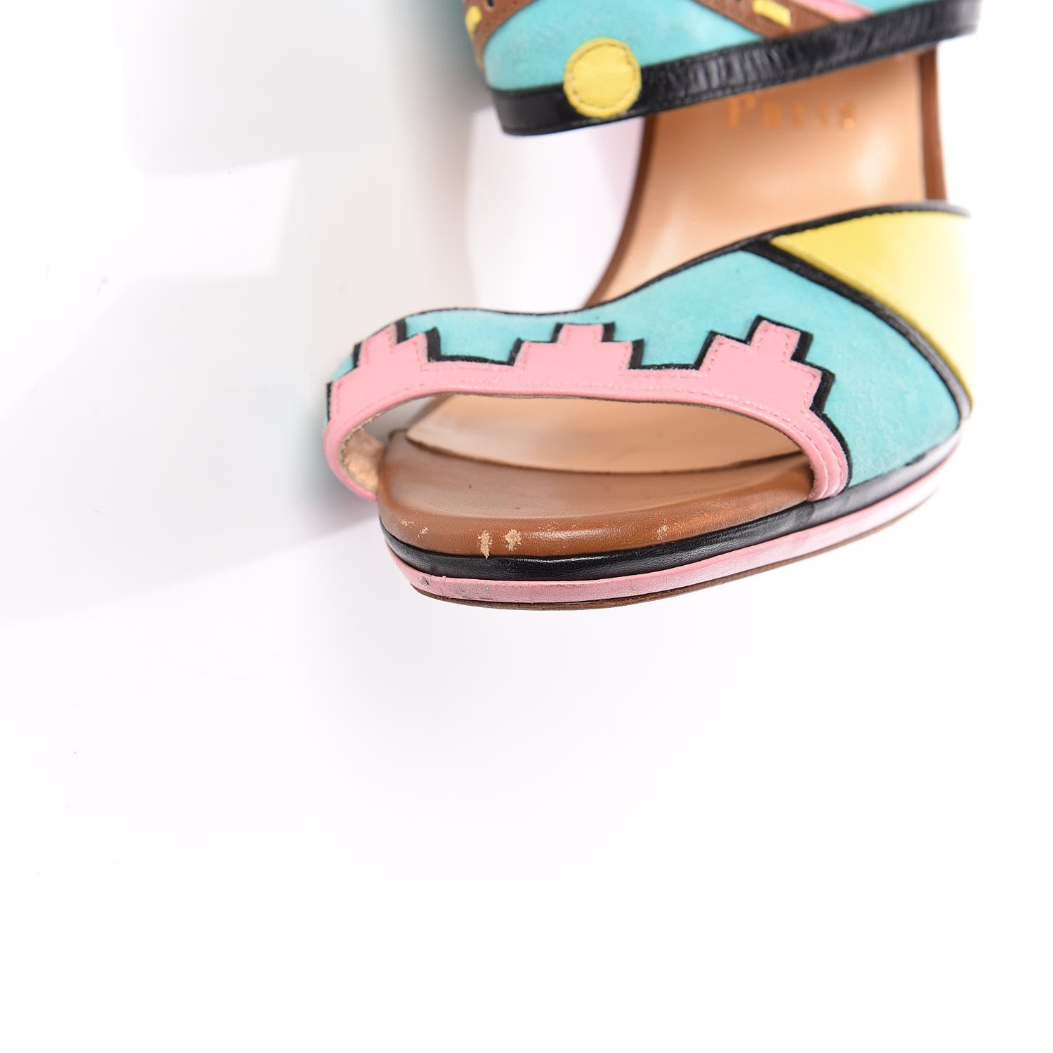 Christian Louboutin Suede Zunika 120 Slide Sandals 38 Turquoise Multicolor 16 of 20