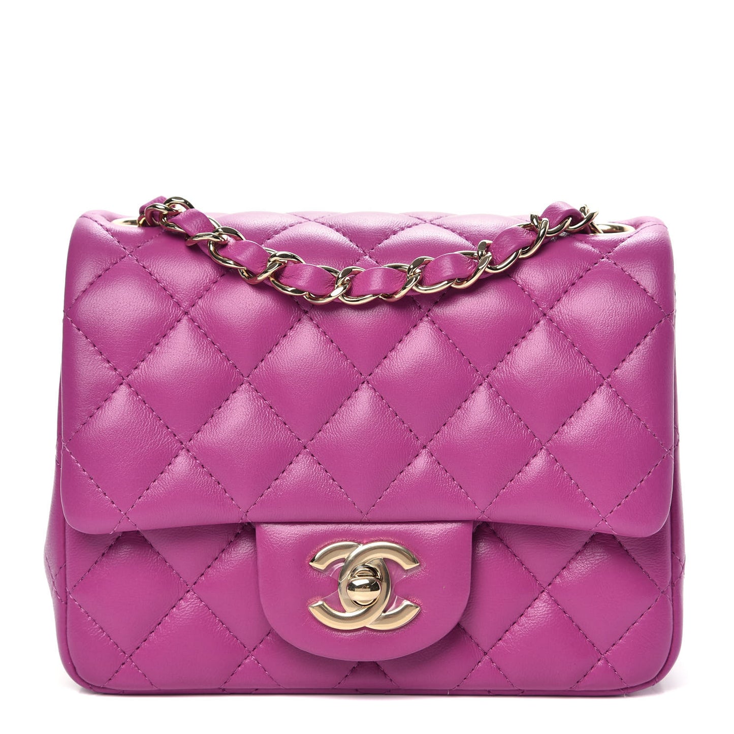 Lambskin Quilted Mini Square Flap Purple