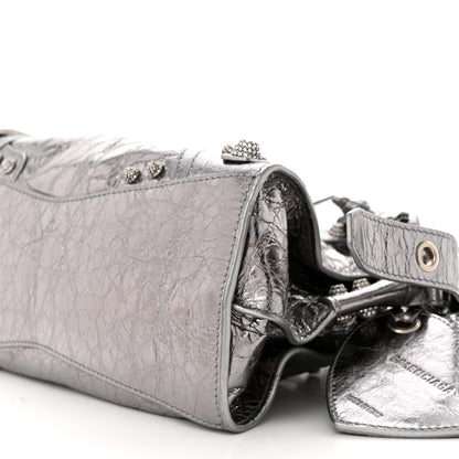Balenciaga Agneau Arena Crystal Neo Cagole Handbag XS Silver 10 of 10