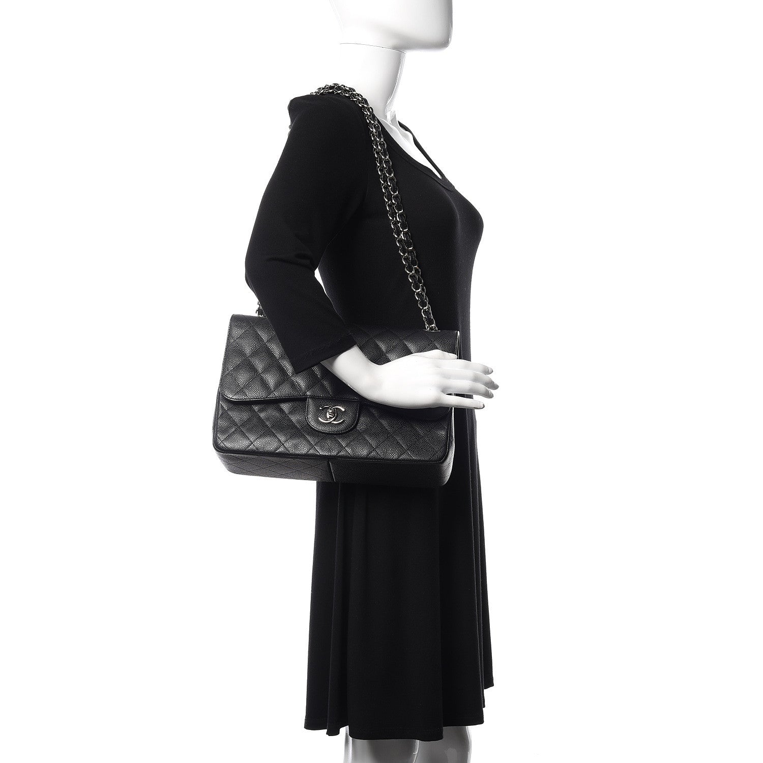 Chanel Caviar Quilted Jumbo Double Flap Black 2 of 10