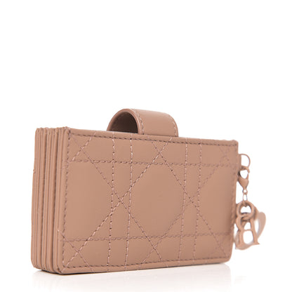 Christian Dior Ultra Matte Calfskin Cannage Lady Dior 5-Gusset Card Holder Blush Powder 2 of 6