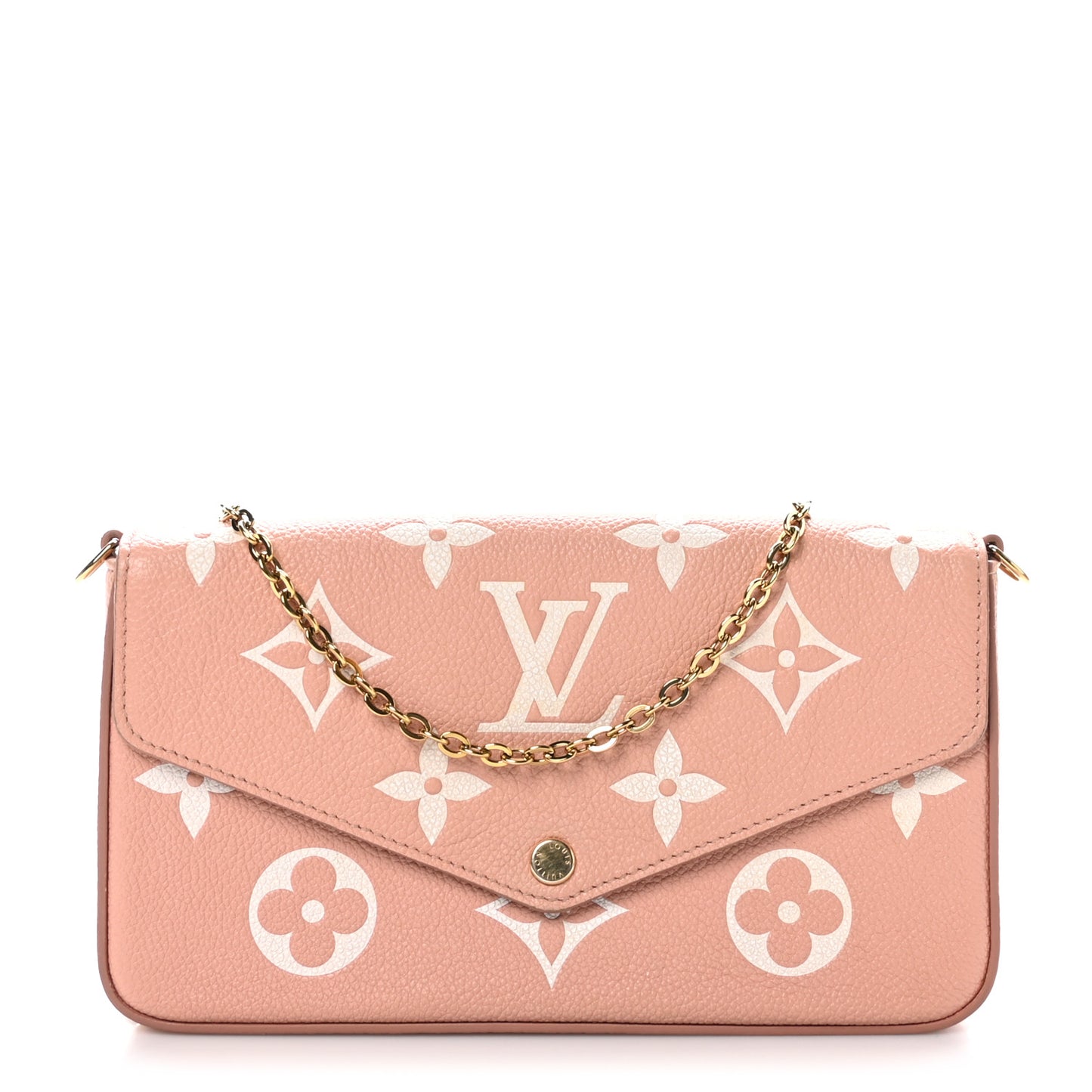 Empreinte Monogram Giant Felicie Pochette Chain Wallet Rose Trianon Creme