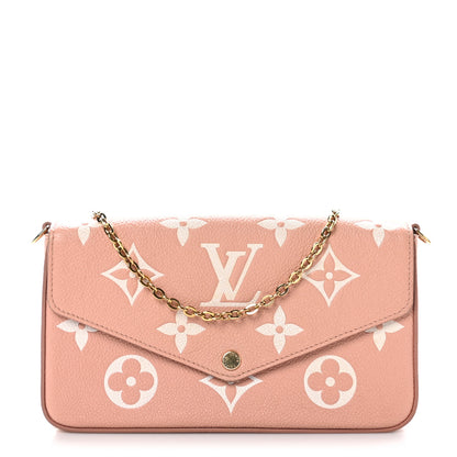 Louis Vuitton Empreinte Monogram Giant Felicie Pochette Chain Wallet Rose Trianon Creme 1 of 12