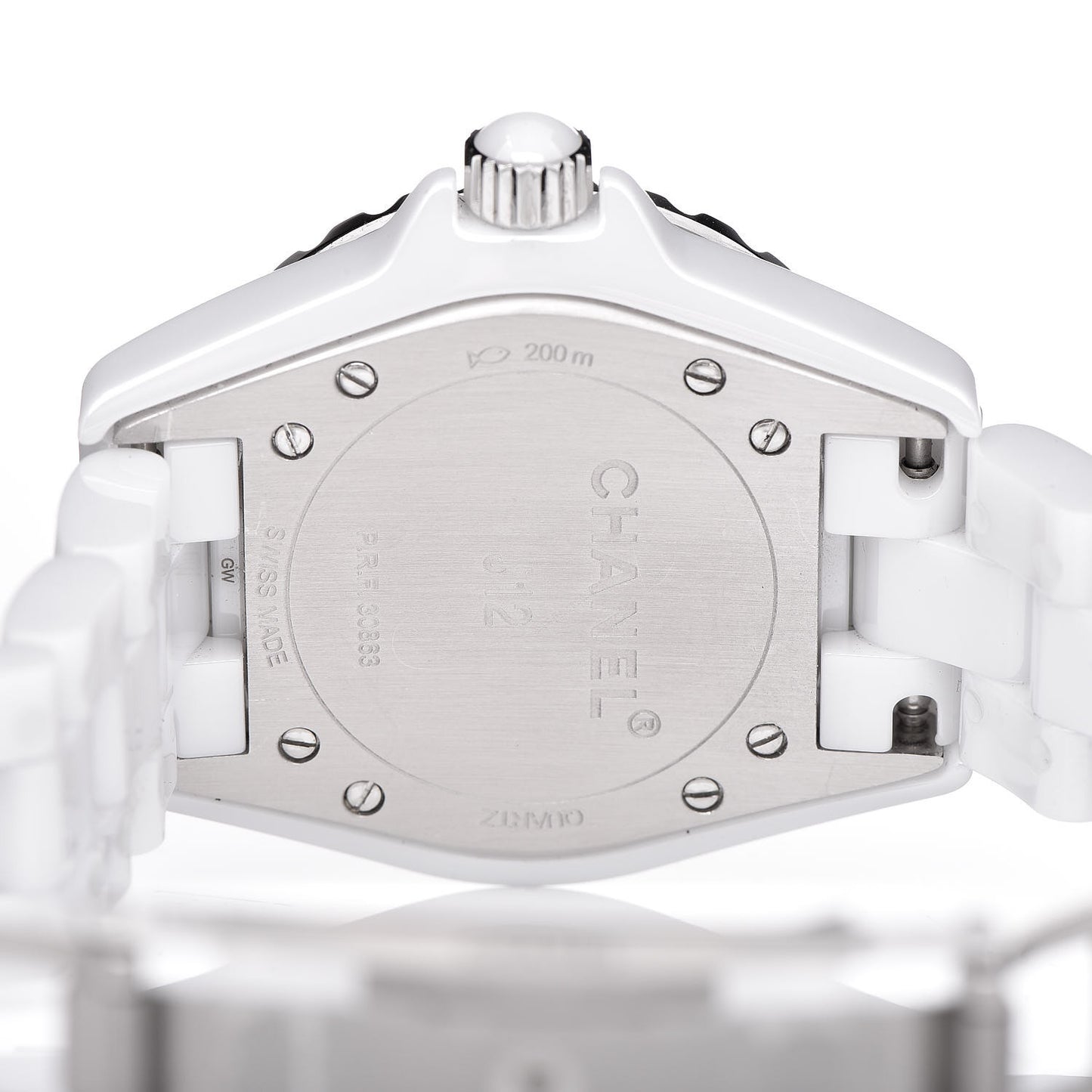Stainless Steel Ceramic Diamond 33mm J12 Quartz Watch White