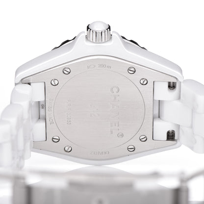 Chanel Stainless Steel Ceramic Diamond 33mm J12 Quartz Watch White 6 of 7