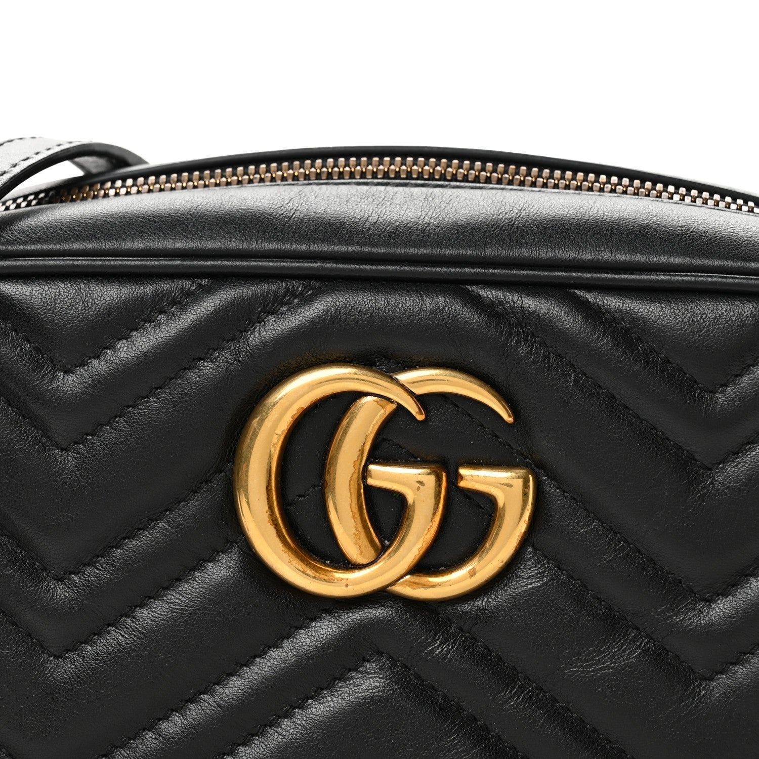 Gucci Calfskin Matelasse Small GG Marmont Chain Shoulder Bag Black 8 of 11
