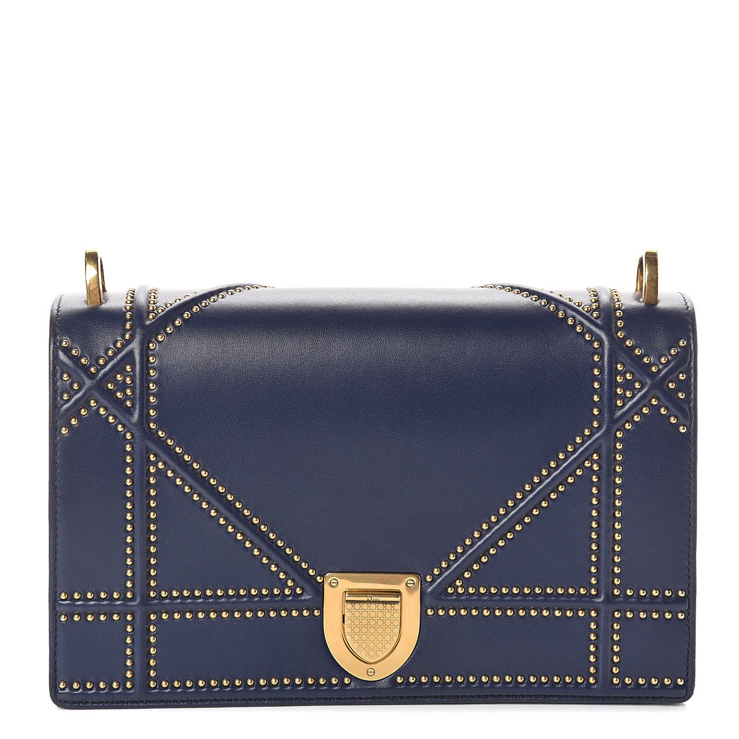 Christian Dior Lambskin Studded Medium Diorama Flap Bag Navy Blue 1 of 10