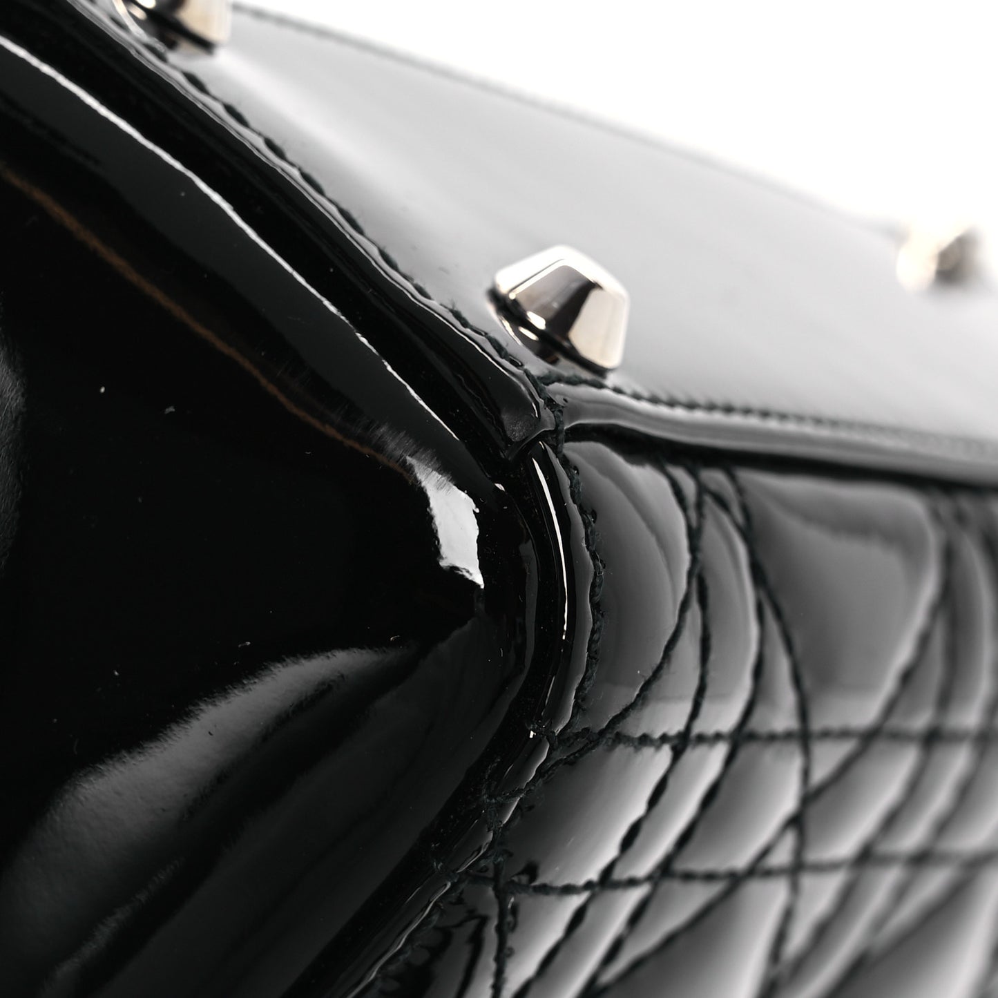 Patent Cannage Mini Lady Dior Black
