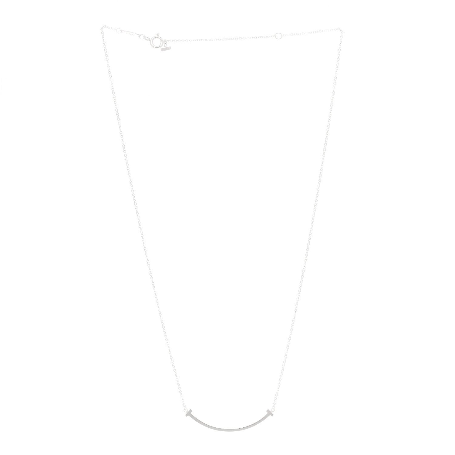 Tiffany Sterling Silver Small T Smile Pendant Necklace 3 of 7
