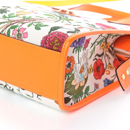 Gucci Canvas Medium Flora Tote White Multicolor Orange Fluo 9 of 9