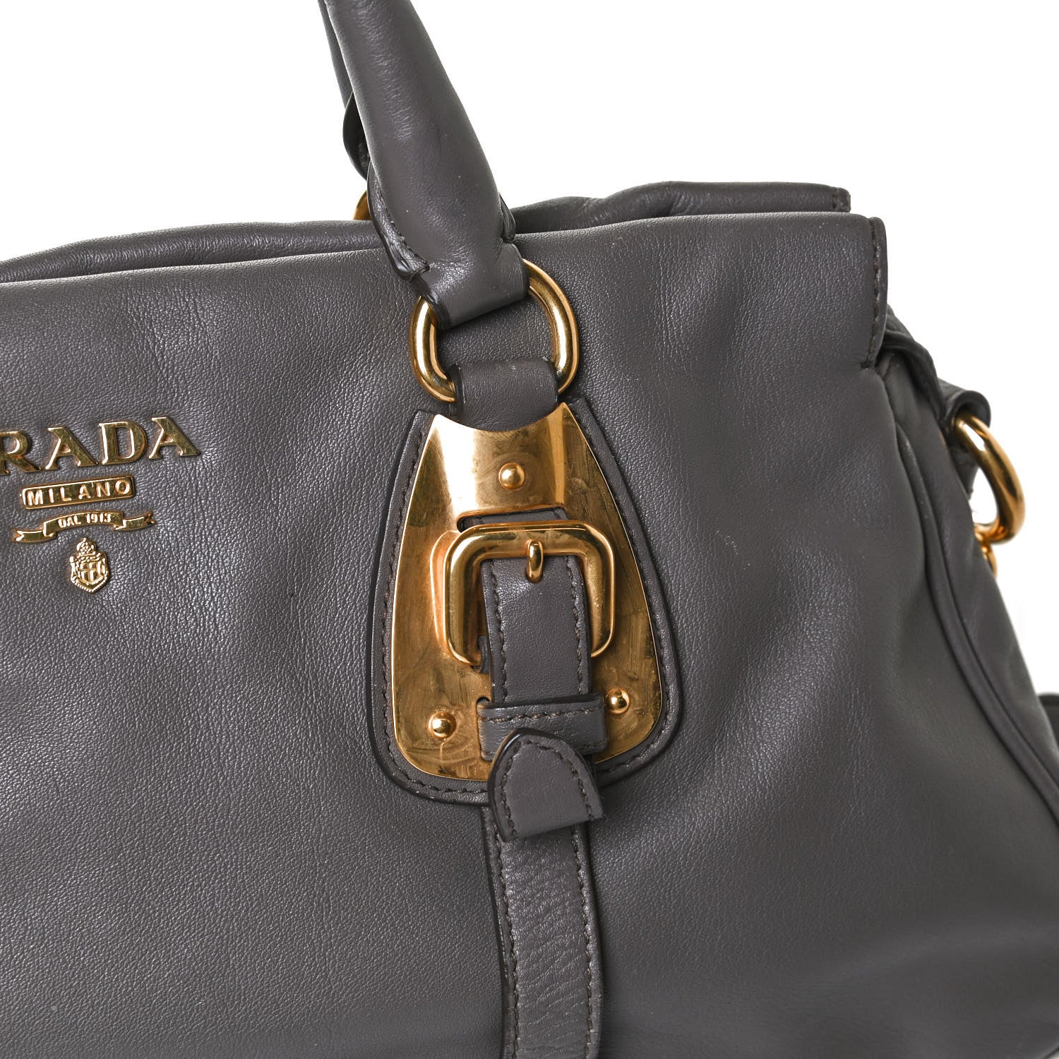 Prada Soft Calf Shopping Satchel Bag Bambu 15 of 27