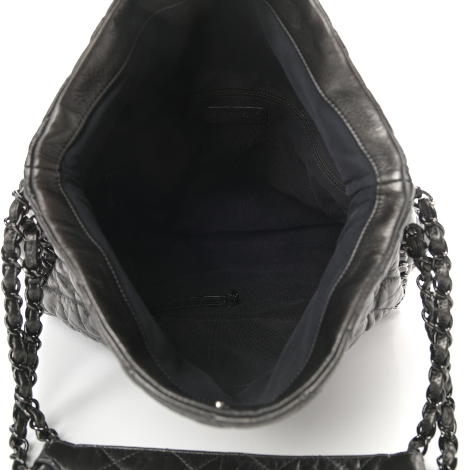 Chanel Metallic Calfskin Quilted Large Chain Me Hobo Dark Grey 5 of 11