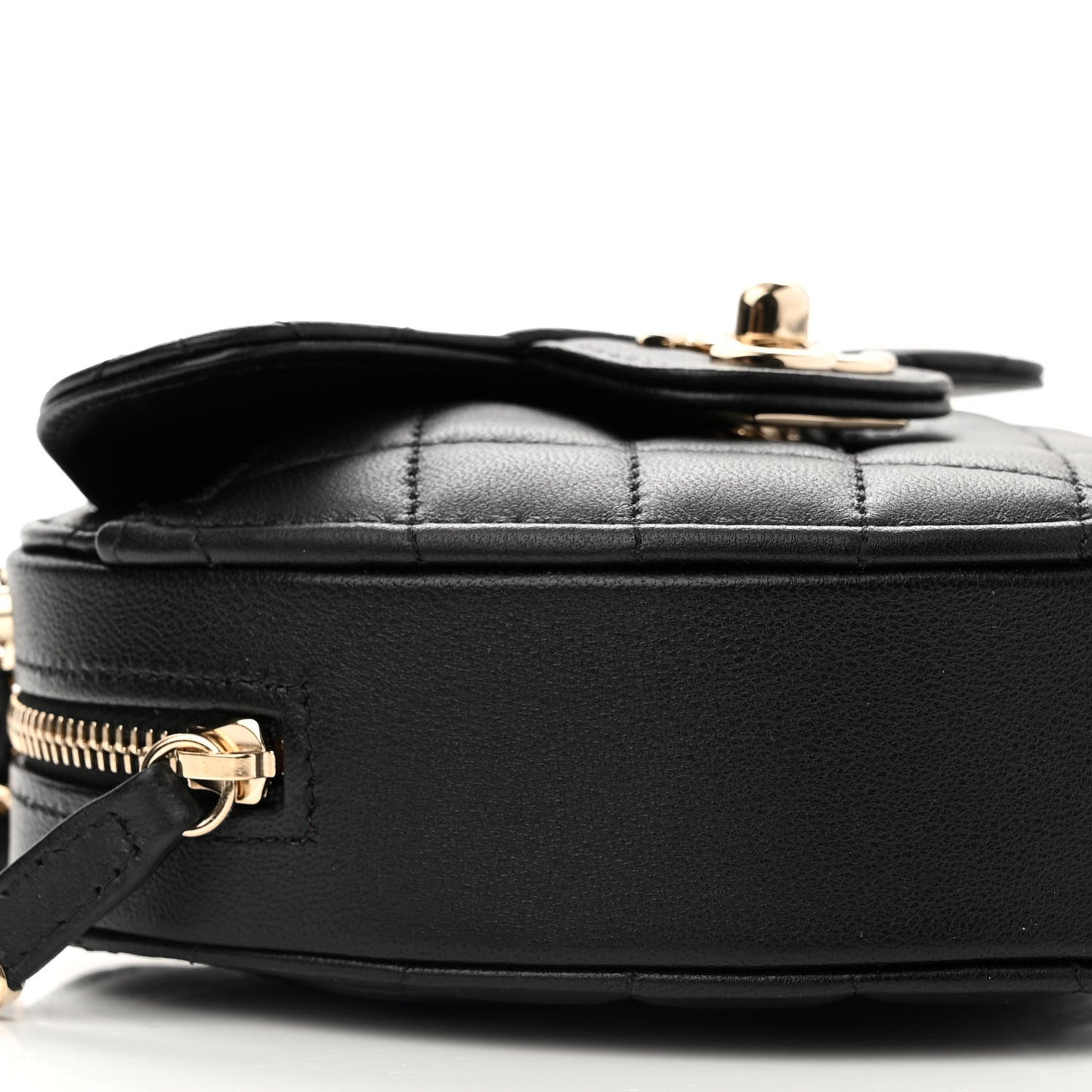 Lambskin Quilted CC In Love Heart Clutch With Chain Black