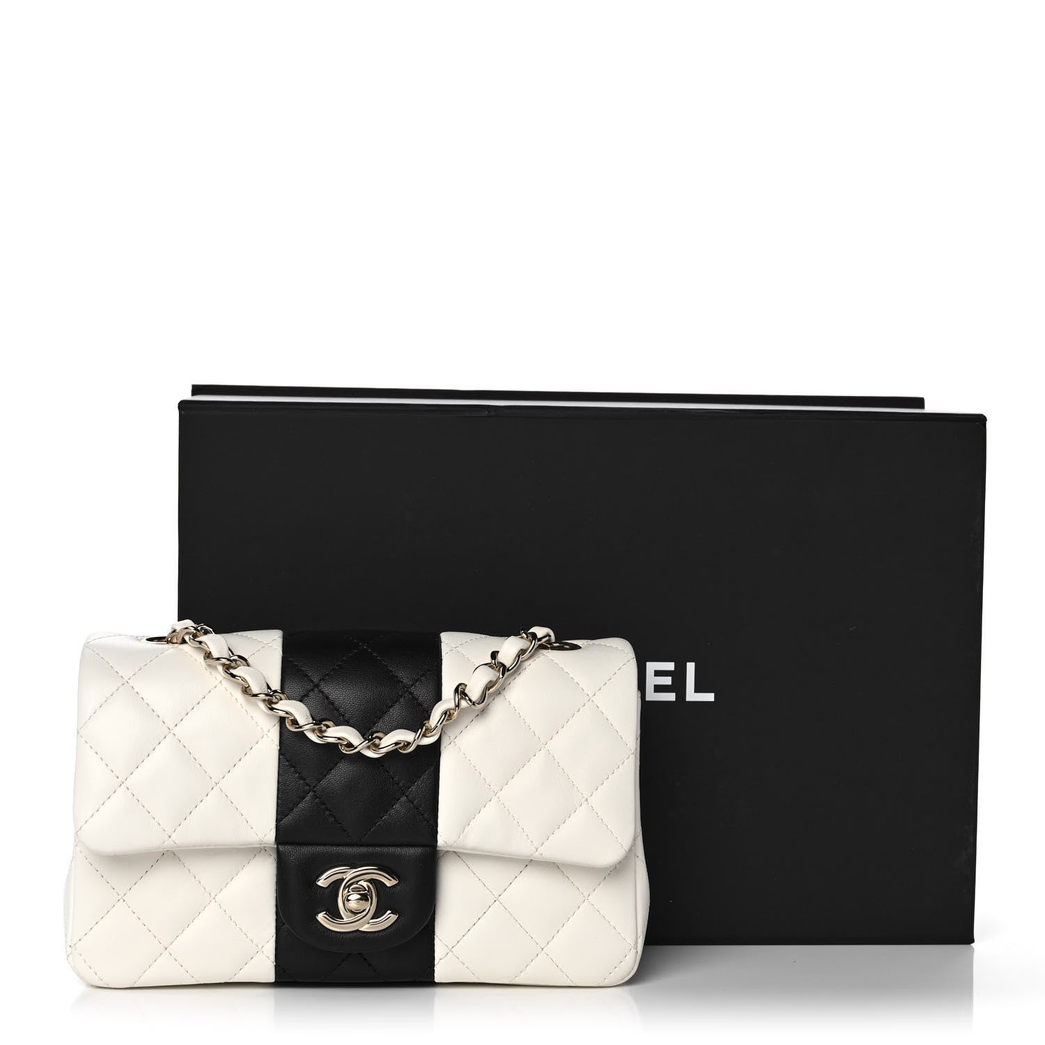 Chanel Lambskin Quilted Mini Rectangular Flap White Black 11 of 11