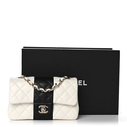 Chanel Lambskin Quilted Mini Rectangular Flap White Black 11 of 11