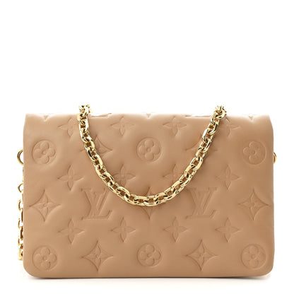 Louis Vuitton Lambskin Embossed Monogram Pochette Coussin Camel 1 of 9