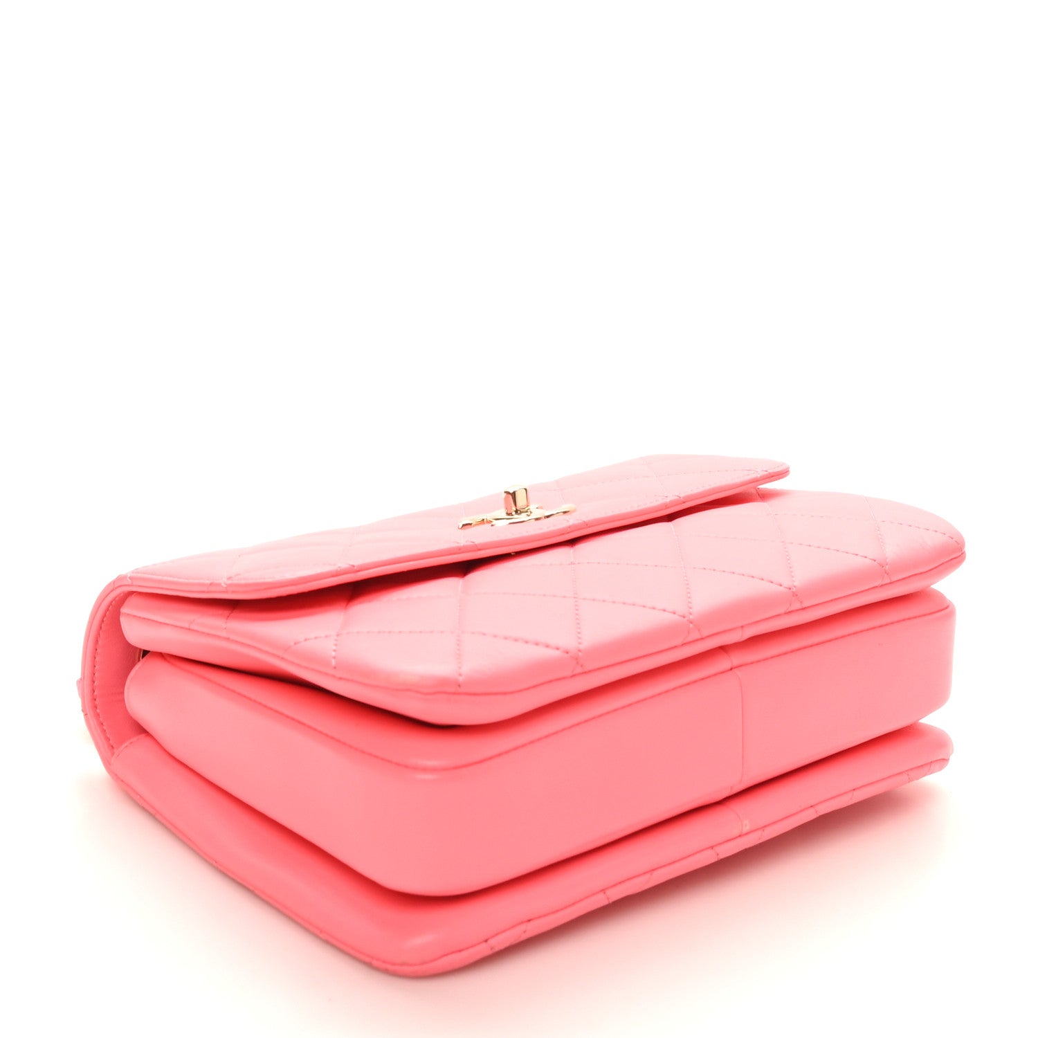Chanel Lambskin Lacquered Quilted Mini Trendy CC Dual Handle Flap Bag Coral Pink 4 of 10