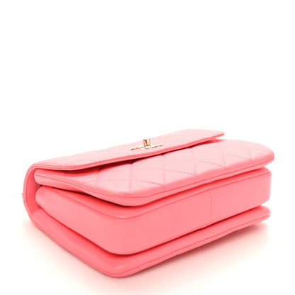 Chanel Lambskin Lacquered Quilted Mini Trendy CC Dual Handle Flap Bag Coral Pink 4 of 10