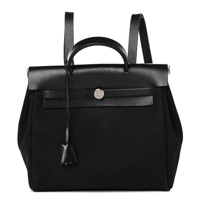 Hermes Toile Vache Calfskin Herbag 30 PM Backpack Black 1 of 28