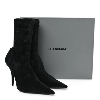 Balenciaga Velvet Spandex Extreme Pointed Toe Knife Ankle Boots 38 Black 8 of 8