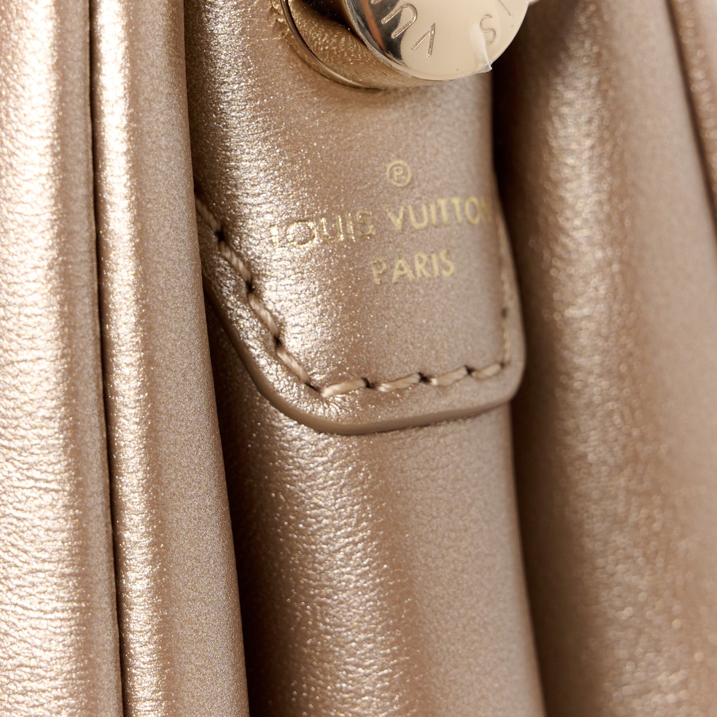 Metallic Lambskin Embossed Monogram Coussin BB Light Gold