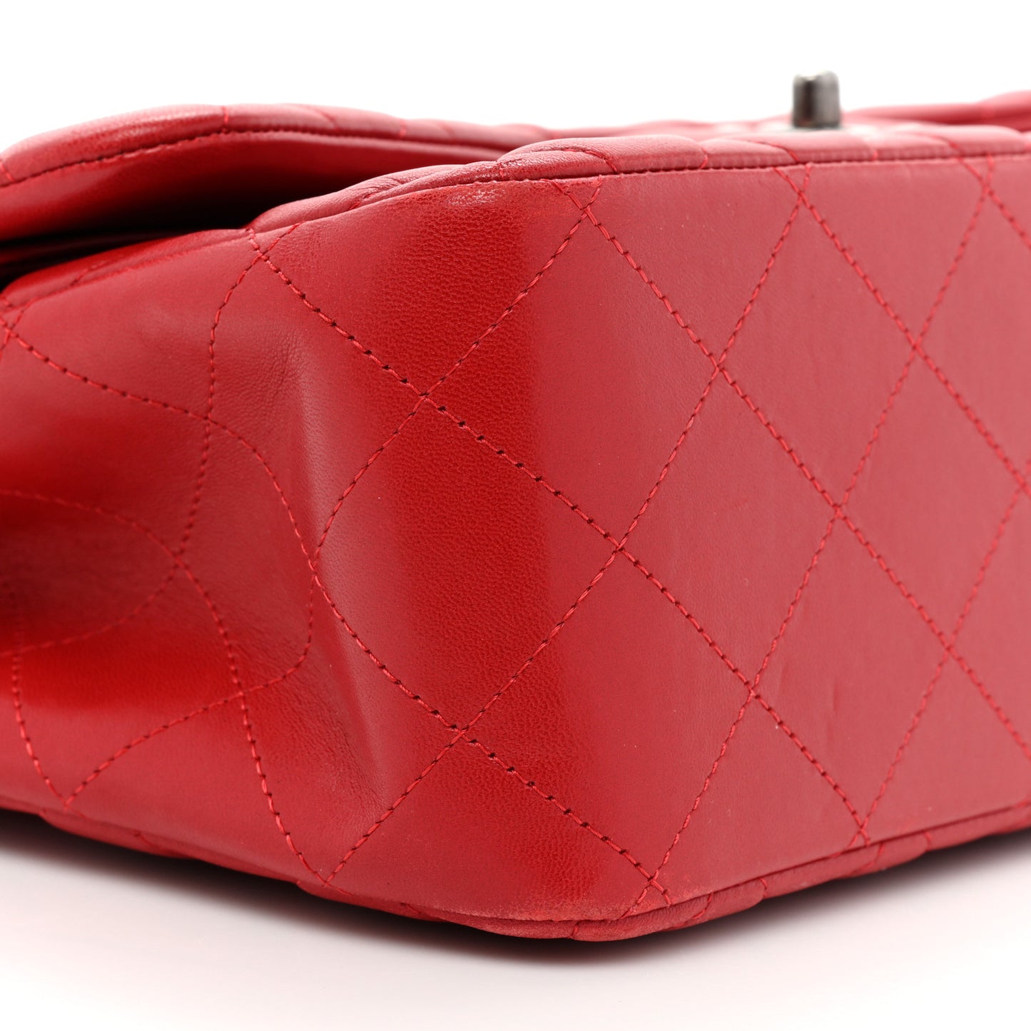 Lambskin Quilted Jumbo Double Flap Red