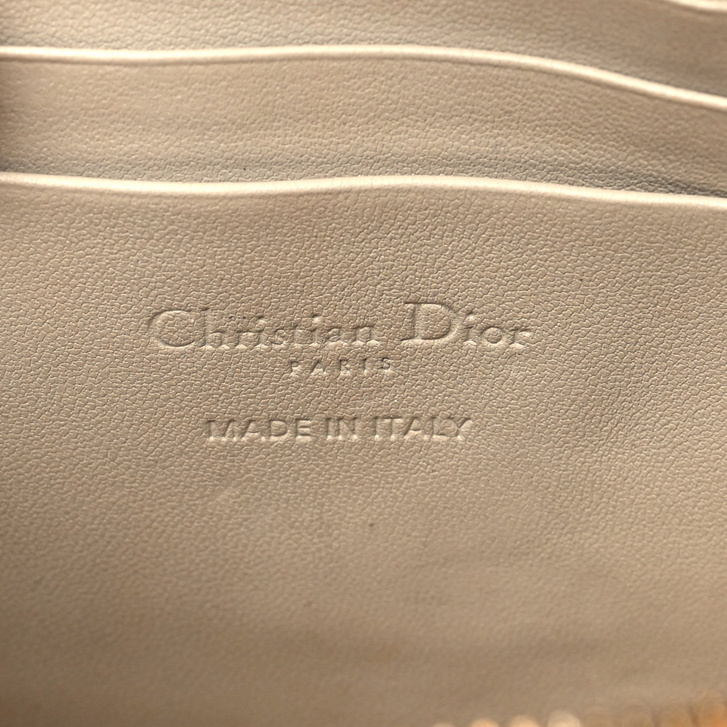 Lambskin Cannage Lady Dior Phone Holder Beige