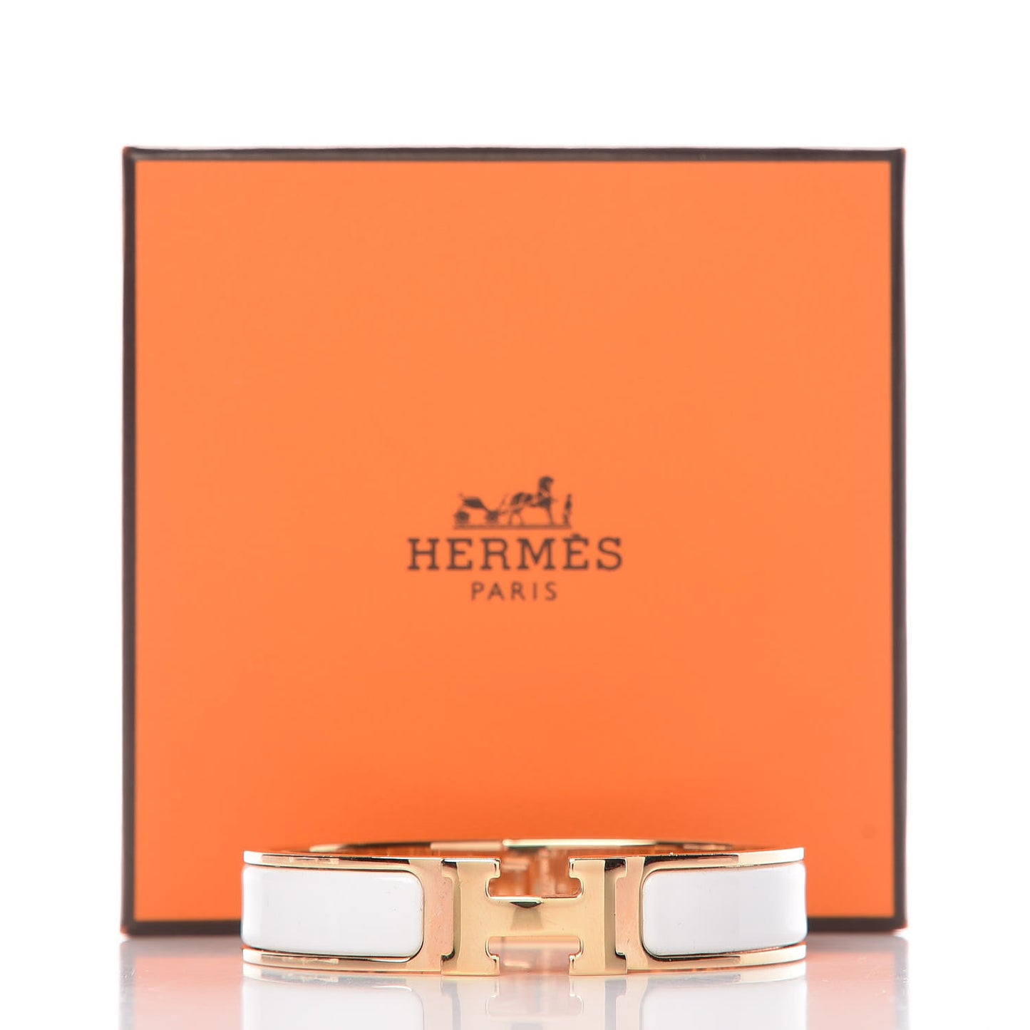 Enamel Narrow Clic Clac H Bracelet PM White