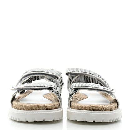 Christian Dior Technical Knit Jute Dioract 10mm Sandals 36 White Black 2 of 8
