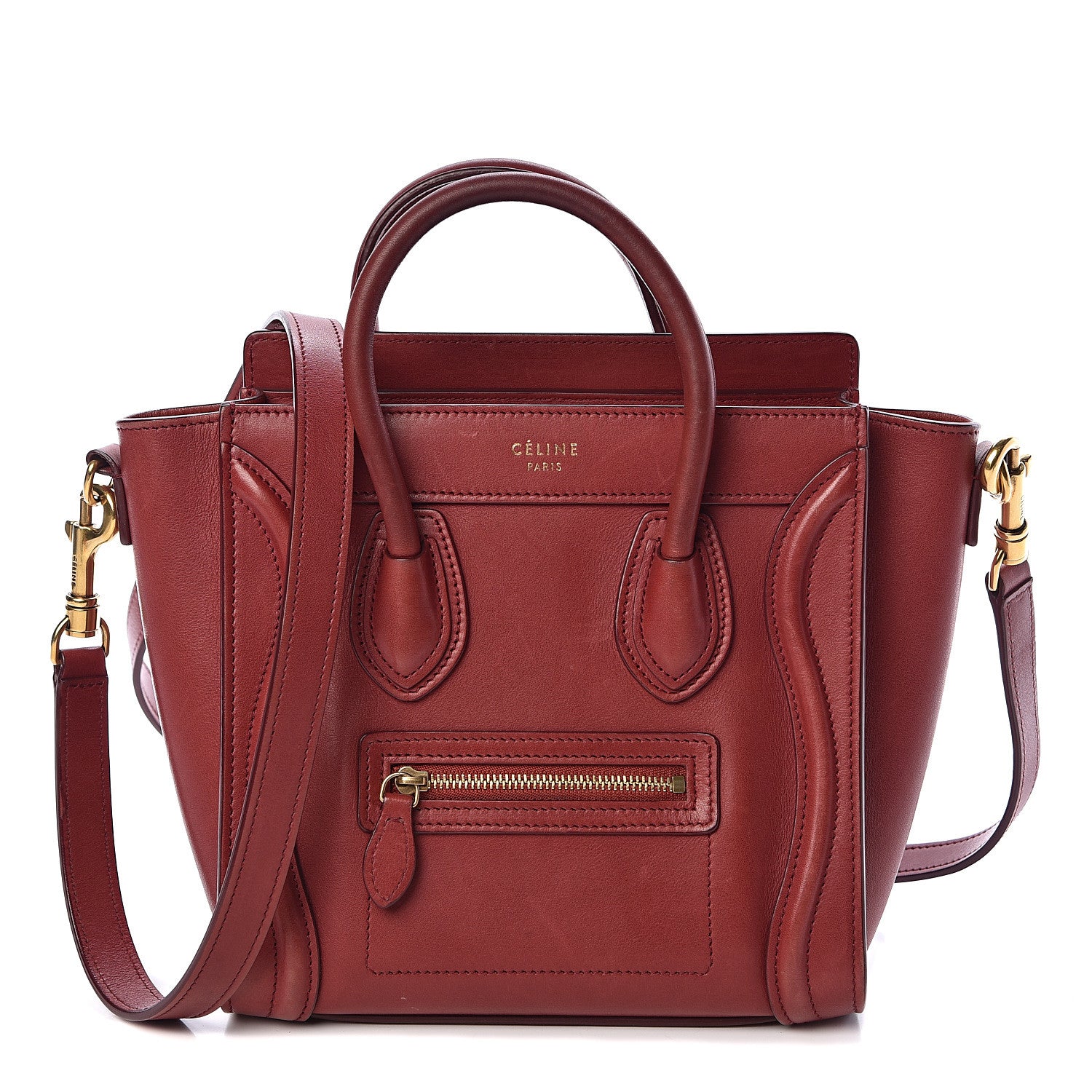 Celine Smooth Calfskin Nano Luggage Red 1 of 14