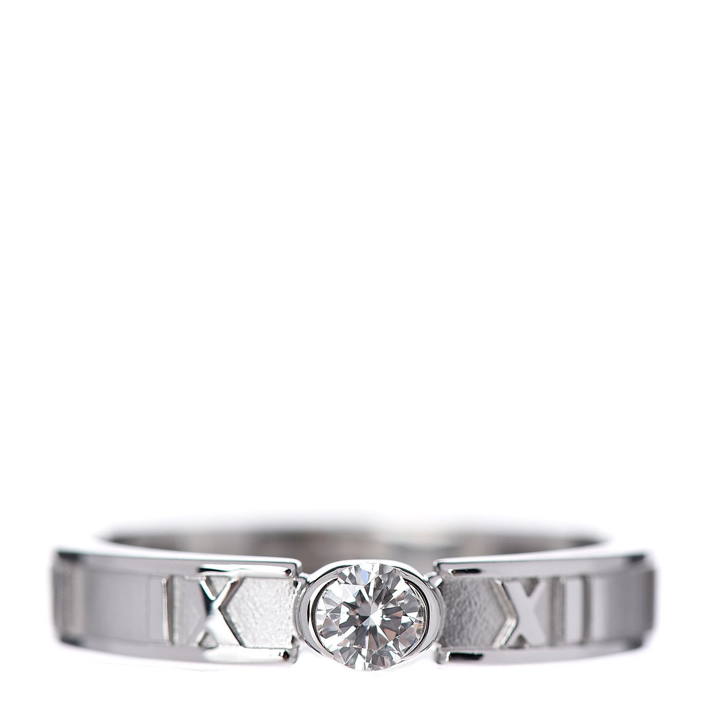 18K White Gold Diamond Atlas Solitaire Band Ring 49 5