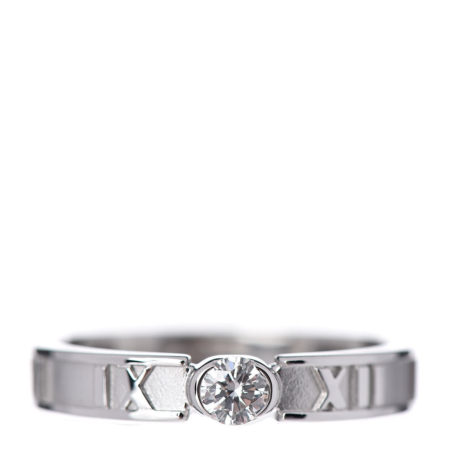 Tiffany 18K White Gold Diamond Atlas Solitaire Band Ring 49 5 1 of 5