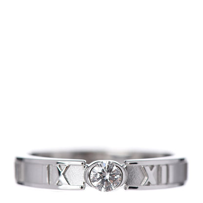 Tiffany 18K White Gold Diamond Atlas Solitaire Band Ring 49 5 1 of 5