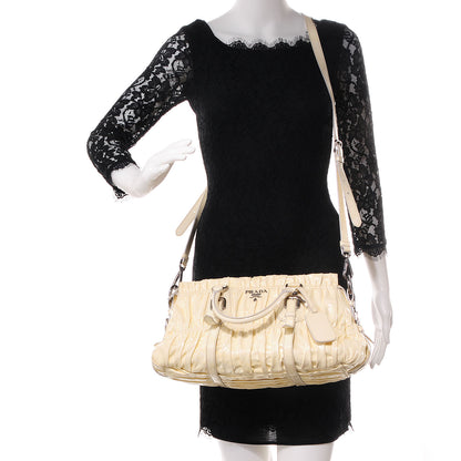 Prada Vernice Dressy Gaufre Shopping Satchel White 2 of 8