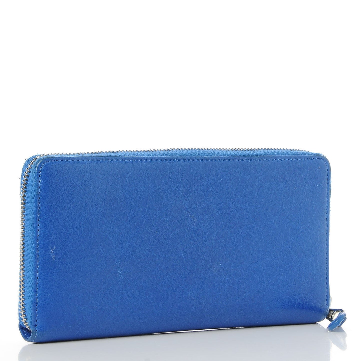 Agneau Giant 12 Silver Hardware Continental Zip Around Wallet Bleu Lazuli