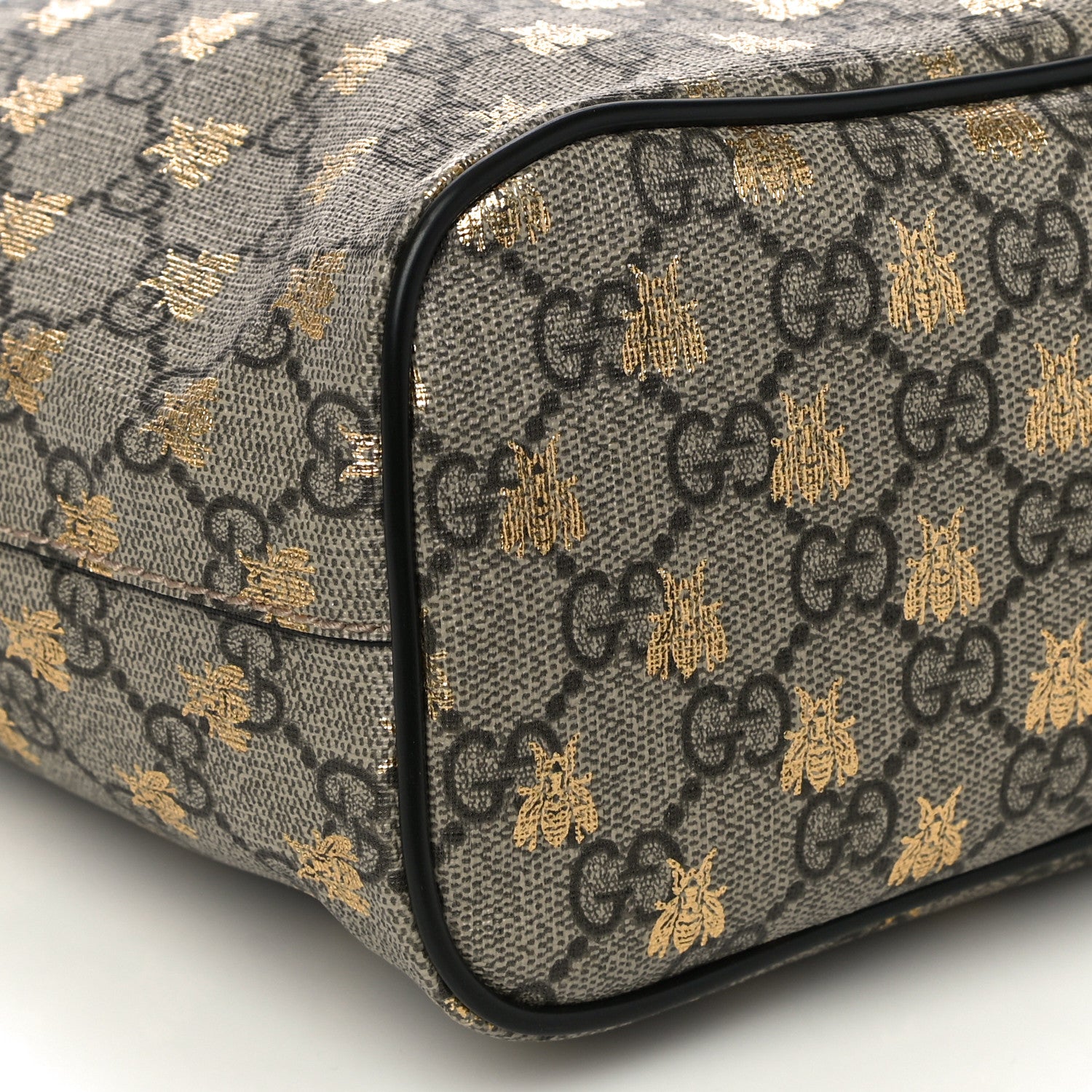 Gucci Soft GG Supreme Monogram Bees Small Crossbody Tote Beige Oro Black 9 of 12