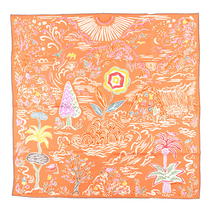 Hermes Silk Isola Di Primavera Scarf 90 Abricot Vert Jaune 1 of 3