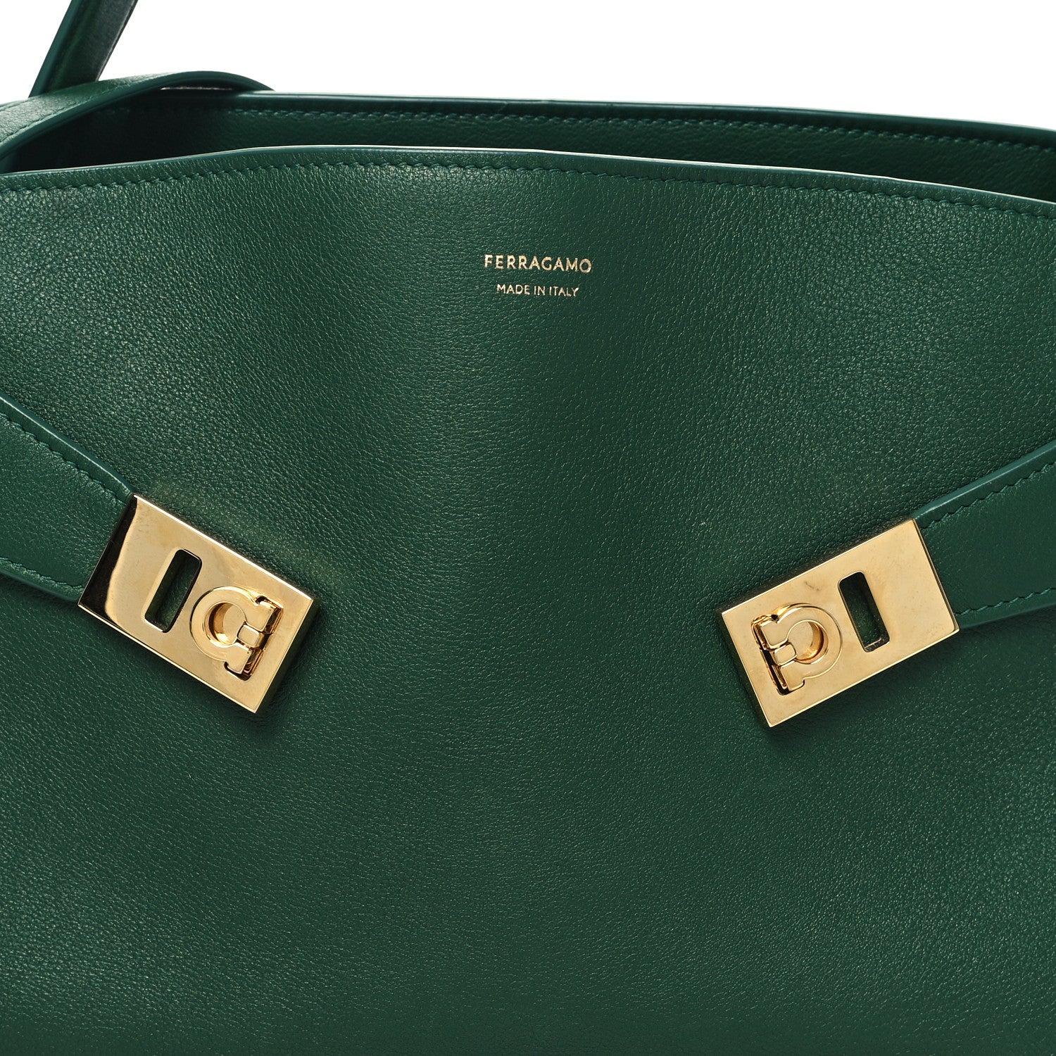 Salvatore Ferragamo Calfskin Medium Hug Soft Shoulder Bag Forest Green 7 of 11