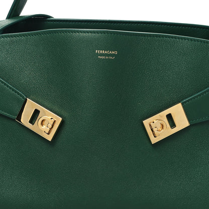 Salvatore Ferragamo Calfskin Medium Hug Soft Shoulder Bag Forest Green 7 of 11