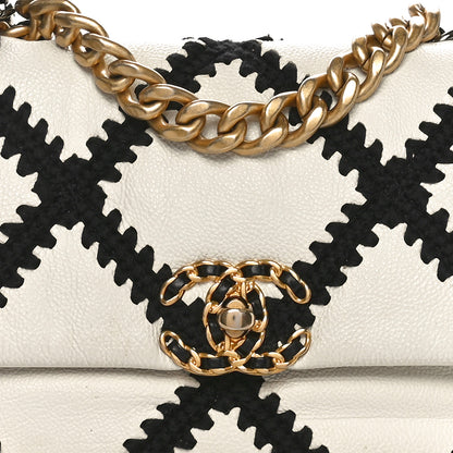 Chanel Calfskin Crochet Medium Chanel 19 Flap White Black 5 of 11