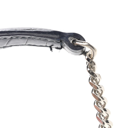 Saint Laurent Calfskin Crocodile Embossed Monogram Sunset Chain Wallet Navy 15 of 15