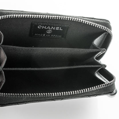 Chanel Calfskin Quilted Zip Around Coin Purse Wallet So Black 5 of 7