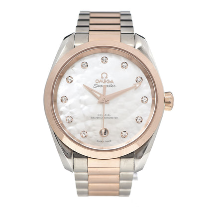 Omega Stainless Steel 18K Sedna Gold Diamond Mother of Pearl 38mm Seamaster Aqua Terra Co-Axial Automatic Watch 220.20.38.20.55.001 1 of 7