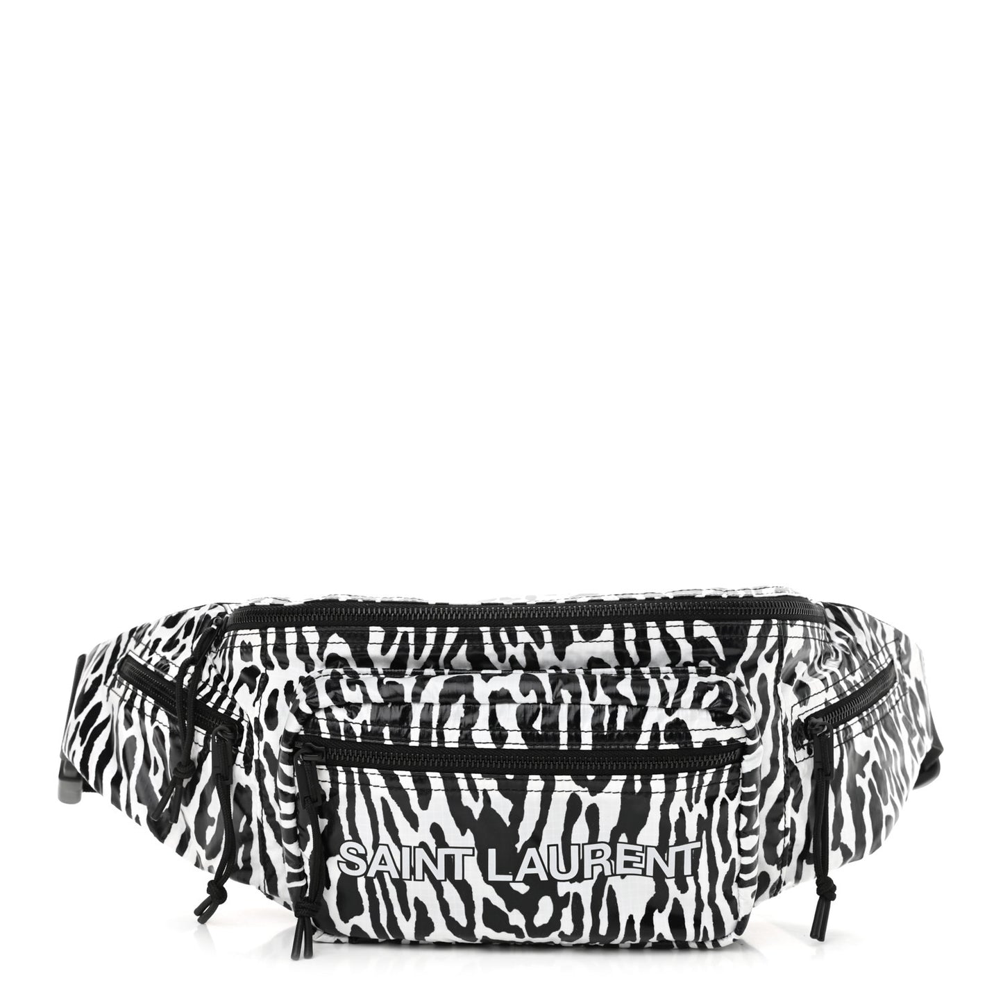 Nylon Leopard Print Belt Bag Black White