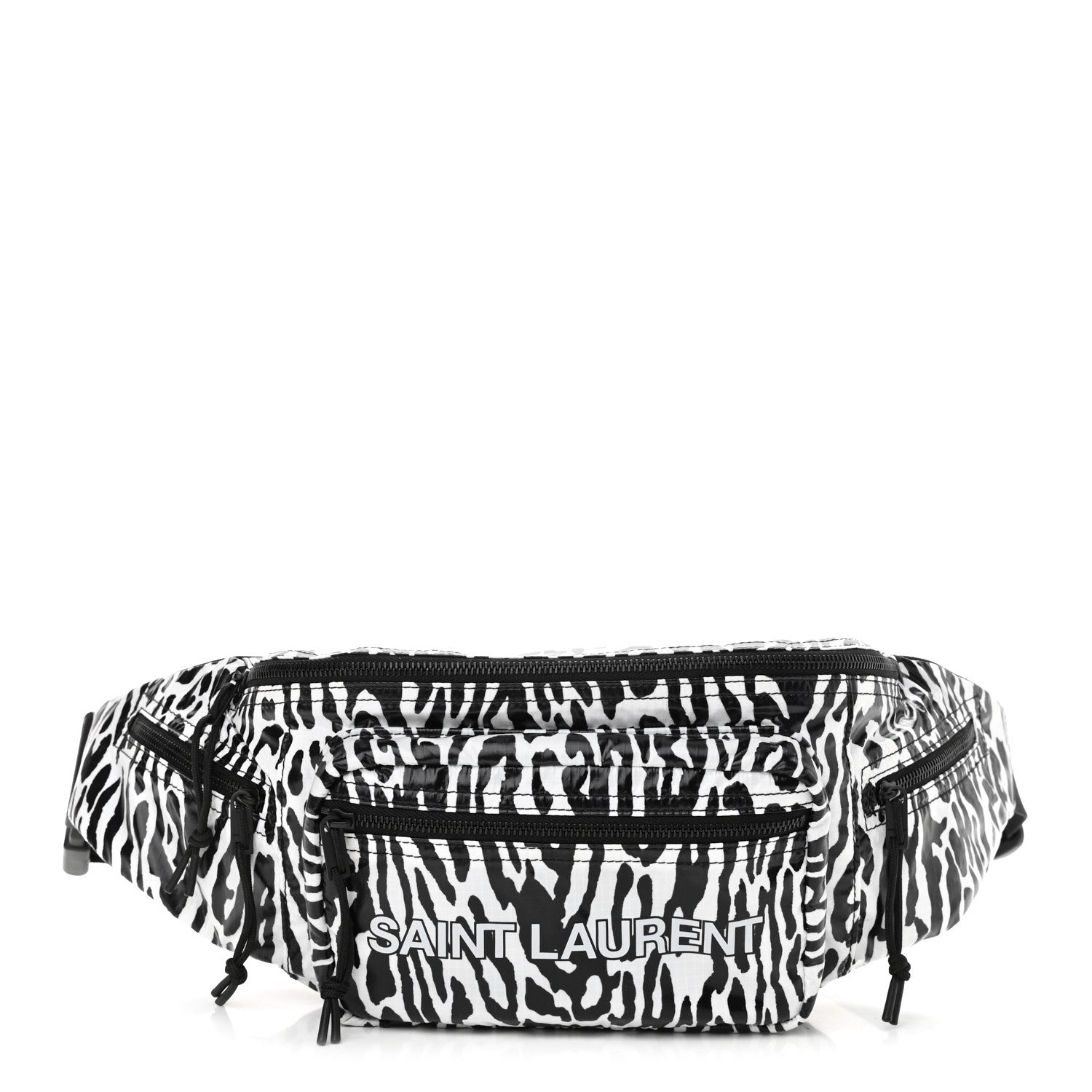 Saint Laurent Nylon Leopard Print Belt Bag Black White 1 of 9
