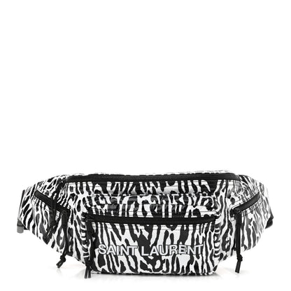 Saint Laurent Nylon Leopard Print Belt Bag Black White 1 of 9